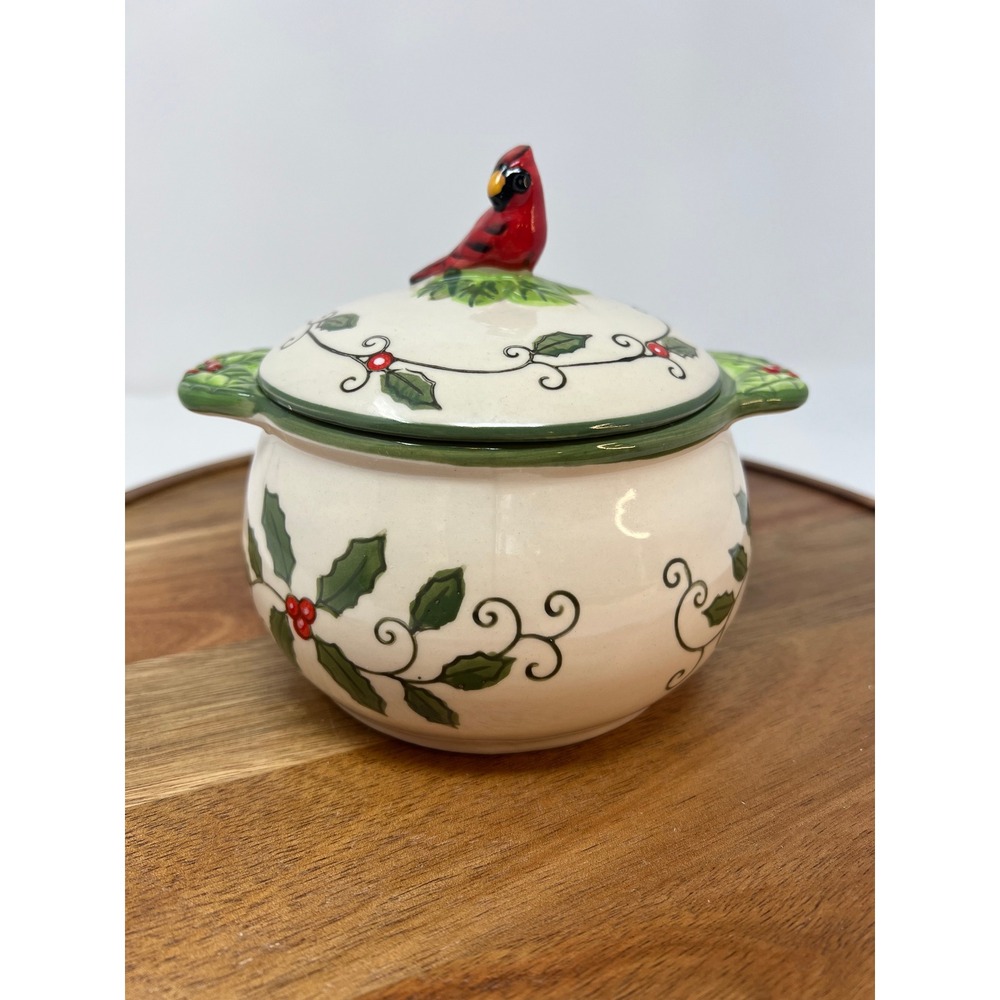 Temptations Presentable Ovenware‎ Cardinal Holly Sugar Bowl with Lid